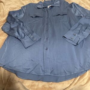 Chico's Modal Blue Button Down Shirt Size 2/Large